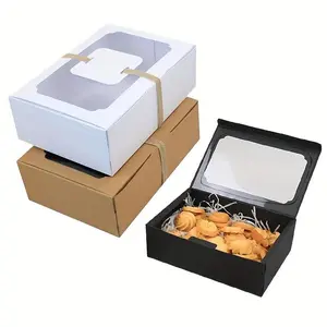 Kraft Paper Box, 12/24pcs Biscuit Candy Cake Gift Box with Transparent Window, Birthday Gift Box, Wedding Party Supplies, Gift Packaging Box, Cupcake Boxes