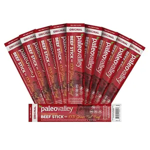 [HOT 2025] Paleovalley 100% Grass Fed Original Beef Sticks - Delicious Gluten Free Beef Snack - High Protein Keto Friendly