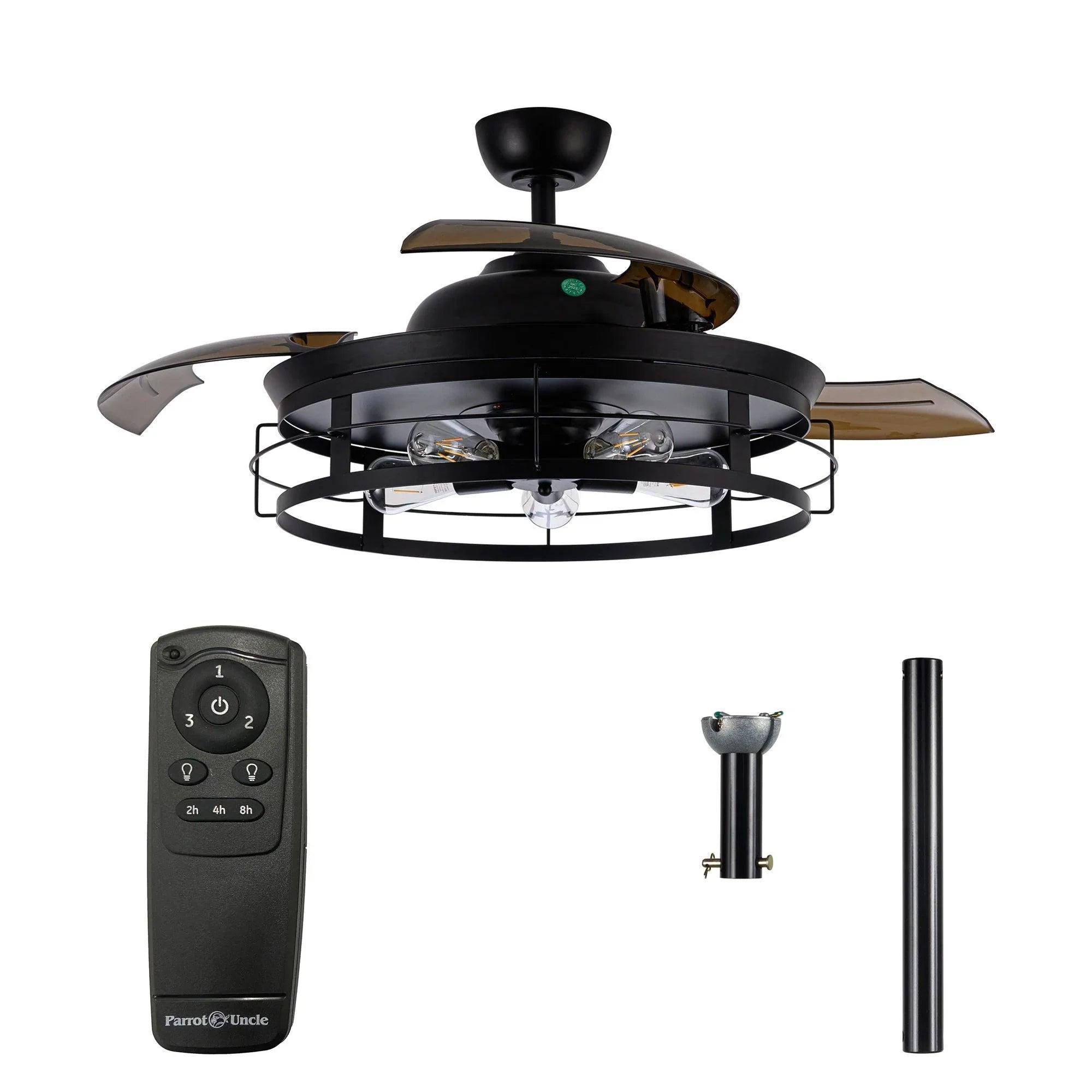 52" Industrial Downrod Mount Ceiling Fan with LED Light & Remote Control