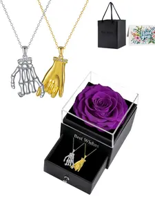 Bone Gold Pact · Symbiosis Necklace Original premium couple necklaces with real gold plated pendants.Paired with a purple preserved rose gift box.Perfect gift for birthdays, Mother’s Day and Valentine’s Day.