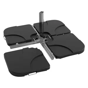 4-Piece 220LB Capacity Patio Umbrella Base Heavy Weight Stand for 10 to 15 FT Umbrellas, Water and Sand Filled, Clip Locked Assembly, Umbrella Holder for Outdoor Deck Poolside, Black