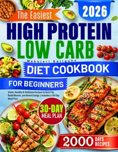 The Easiest High Protein Low Carb Diet Cookbook for Beginners: Quick, Healthy &Delicious Recipes to Burn Fat, Build Muscle, and Boost Energy | Includes a30-Day Meal Plan
