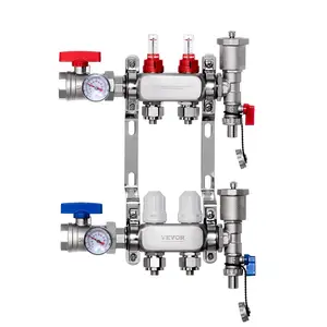 Fathersdaygift VEVOR 2-Branch Radiant Heat Manifold, 1/2 PEX Tubing Manifold, Stainless Steel PEX Manifold for Hydronic Radiant Floor Heating, Radiant Heat PEX Manifold Kit with 1/2 Adapters Includeddealsforyoudays
