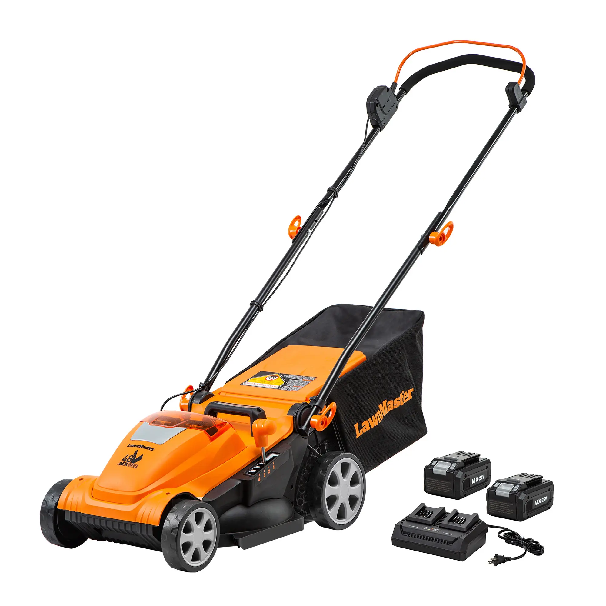 LawnMaster 48V MAX 15-inch Brushless Cordless Push Lawn Mower, Quiet Power, 2X24V MAX 4.0Ah Batteries, Dual Charger, Ideal for Small Yds, Small Yards