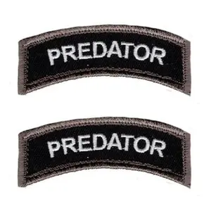 Predator Rocker Tab Embroidered Hook Patch (MTP1) 2 Piece, for Jackets, Vests, Hats, Back Packs, Tactical Gears.