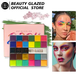 BEAUTY GLAZED Professional Face Paint Palette - 26 Color, Non-Toxic, Safe, Glitter Colors, Cosmetic Parties, Gentle Ingredients for Kids  Makeup
