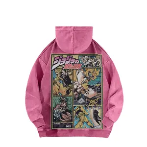*JoJo's Bizarre Adventure *Acid Wash Cotton Anime Fashion Hoodie, Long Sleeve-Long Sleeve Cotton Unisex Vintage Hoodie