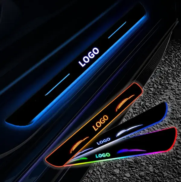 Car LED Door Sill LED Light Pedal Wireless USB Charging Magnetic 2PCS