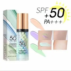 3-in-1 Tinted Moisturizer Facial Serum SPF 50PA+++ Universal Matte Sunscreen, Hydrating Hyaluronic Acid Face Primer Color Correcting Brightening Oil Control For Sensitive Skin