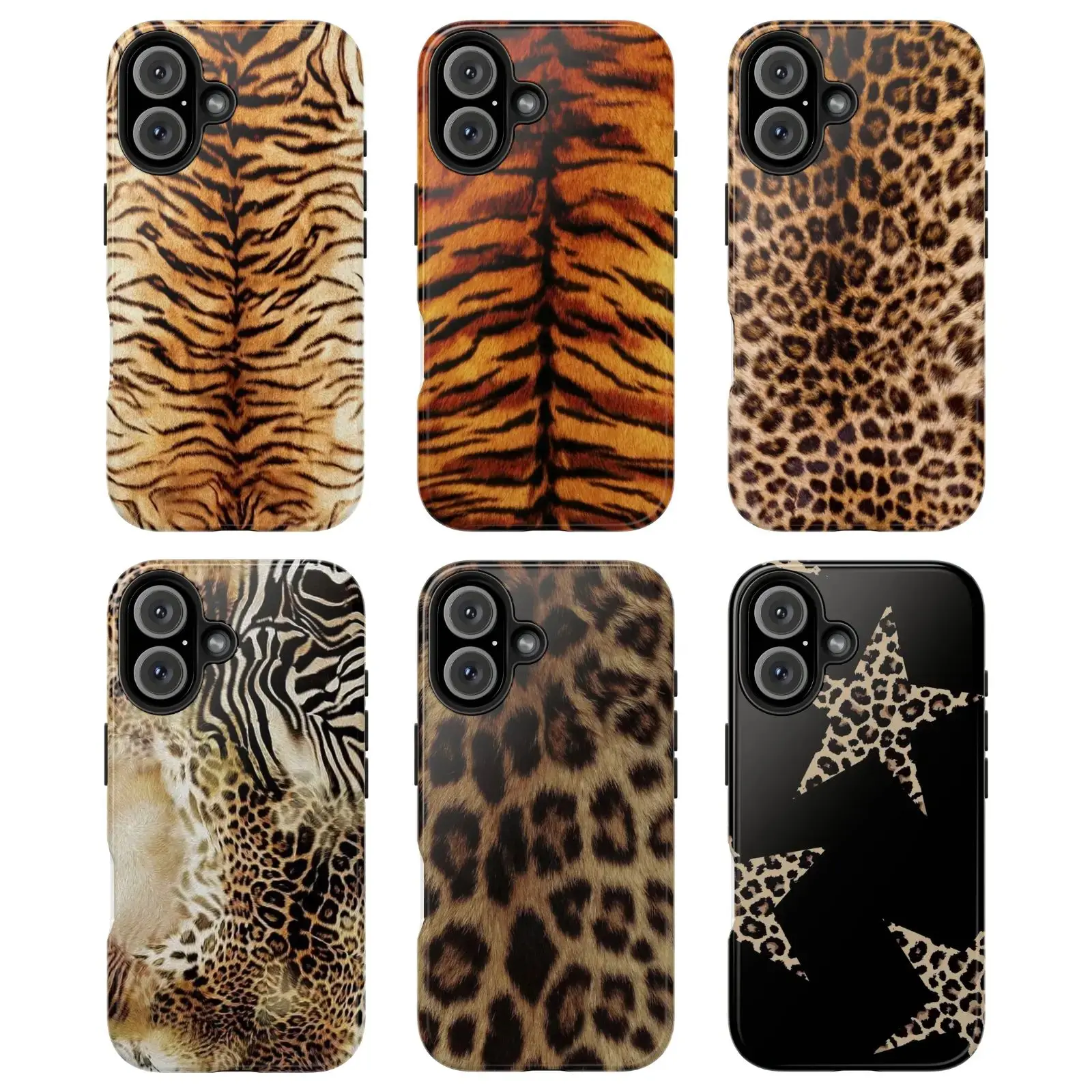 Wild Animal Print Phone – Tiger, Leopard & Zebra Patterns Design - Anti-Drop, Waterproof, Shockproof,Tough – Glossy Finish, Scratch-Resistant Full Protection Case Rubber Cloth Shell Smartphone..Iphone 17 16 15 14 13 12 11 cases