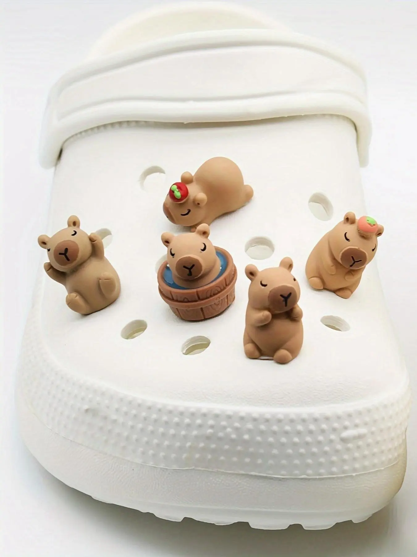 Cute Cartoon Capybara Design Shoe Charm, Cute Animal Design Shoe Decoration, Fashionable Shoes Decorations for Clogs and Sandals, Cute Shoe Charms Set, Shoe Adornments, Shoe Embellishment Set, Shoe Accessories