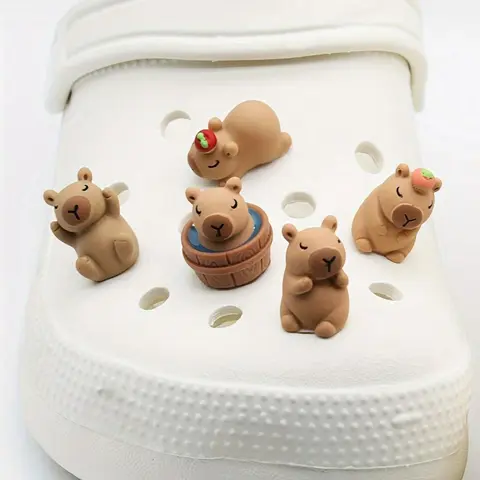Cute Cartoon Capybara Shoe Charm, Animal Shoe Decoration for Clogs and Sandals, Fashionable Shoe Accessories, Shoe Adornments, Shoe Embellishment Set