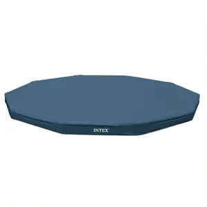 Intex 10 Foot Pool Cover Round Easy Set Outdoor Above Ground Swimming Pool, Blue