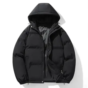 Women’s Autumn/Winter Warm Fashion Harajuku Puffer Jacket, High-Neck Hooded Zip-Up Cotton-Padded Coat, Casual Style