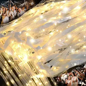 30PCS LED Fairy Sticks with Ribbons Bells for Party Decorations Weddings Graduations Festivals Carnivals Concerts Birthday Valentine Mother Day