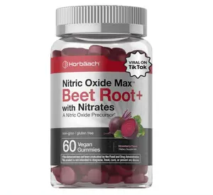 Horbäach Nitric Oxide Beet Root Gummies | 60 Chews | with Nitrates, Vitamin C & Black Pepper | for Men & Women | Strawberry Flavor | Vegan, Non-GMO, Gluten Free Supplement