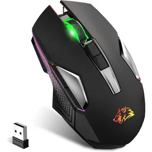 ZIYOU LANG X18 Wireless Gaming Mouse Rechargeable with Rainbow RGB Backlit,Optical Sensor 3 Level DPI,Ergonomic Gamer Laptop High Performance PC Mice with 8 Buttons for Windows 7/8/10/XP Vista wide compatibility