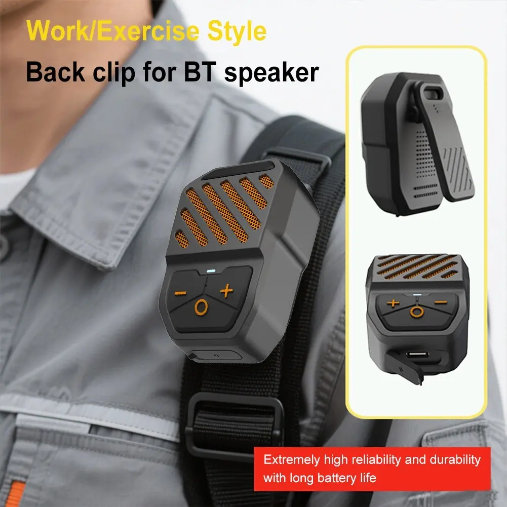 Portable Outdoor Speaker, Clip-On Wireless Bluetooth-compatible Speaker, Ipx5 Waterproof, Long Battery Life, Ideal for Work & Sports