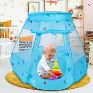 Kids Pop Up Game Tent Prince Princess Toddler Play Tent Indoor Outdoor Castle Play Tent Birthday Gift For Kids Blue Polyester 100x100x85cm - Playhouse Playroom Bubble Tent