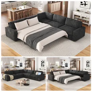 [Ships in 2 Boxes] AMERLIFE L-Shaped Sectional Storage Sofa with Chaise, Reversible Sleeper Sofa Bed, 2-in-1 Pull Out Couch Living Room Furniture/Best Gift Ideas/Christmas Gifts