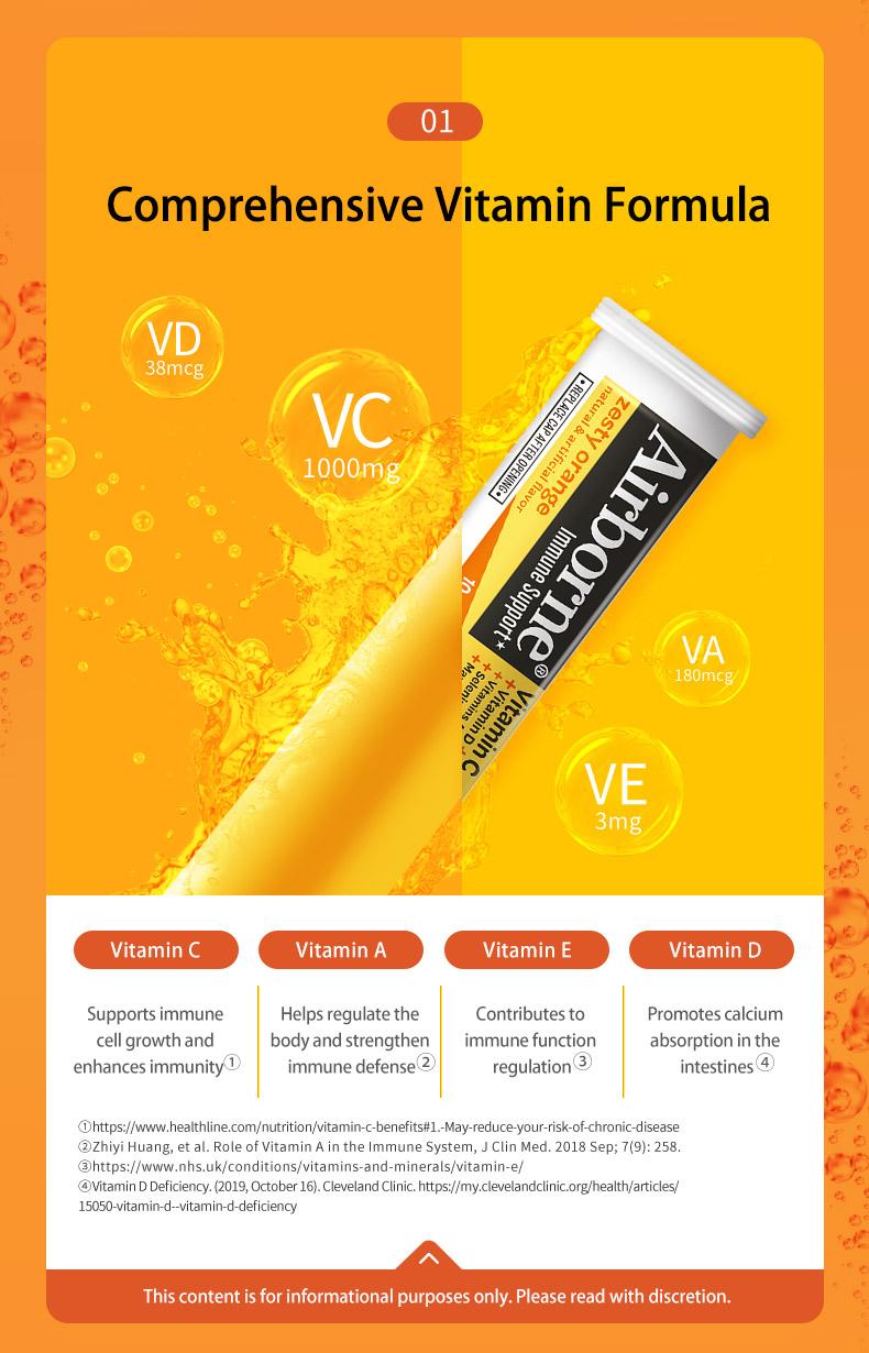 Airborne 1000mg Vitamin C with Zinc, SUGAR FREE Effervescent Tablets, Immune Support Supplement with Powerful Antioxidants Vitamins A C & E Healthcare Fitness