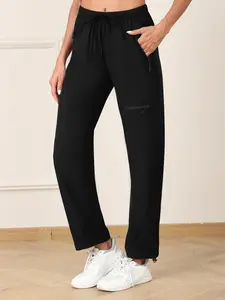Women's Cargo Pants with Pockets, Casual Outdoor Hiking Joggers, Drawstring Waistband, Comfortable Fit, Ideal for Daily Wear & Travel