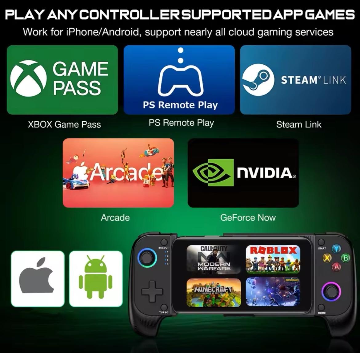 Cell Phone Gamepad Joystick for iPhone Android Control Bluetooth Controller Trigger with Hall Effect Stick Mobile Game