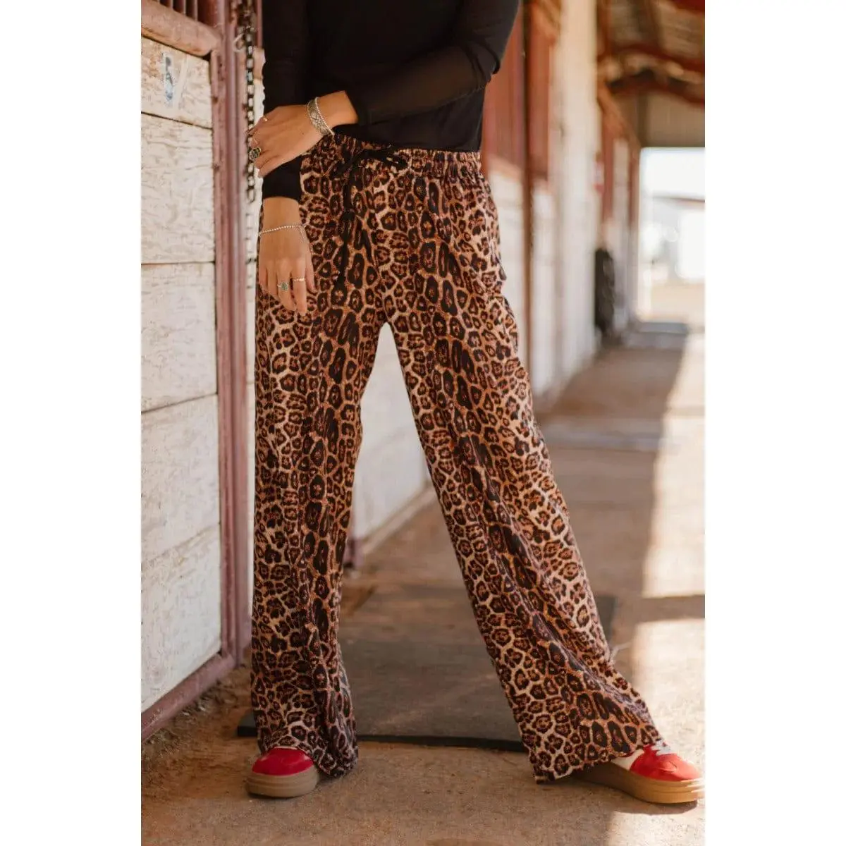 Women's 80% Polyester 20% Spandex Animal Print Wide Leg Jogger Sweatpants - Multi-Size, 2X, Double Waist, Loose-Fitting Soft Pants for All Seasons Casual Wear, Lounging, Wide Leg Sweatpants, Spandex Mix, Leg Pants, Wide Legs