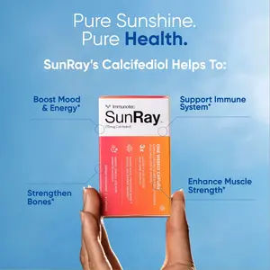 Immunotec SunRay Fast-Acting Calcifediol Vitamin D 75mcg Once-Weekly Capsules - Natural Supplements for Bone, Immune & Muscle Support, Capsules Vitamins Supplements for Mood & Healthy Dietary Wellness Edible Fitness