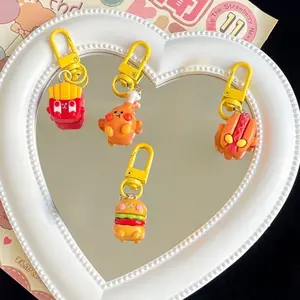 Simulation cartoon play hamburger French fries chicken leg hot dog keychain cute pendant