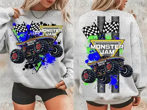 Youth and Adult 2 Sided Monster Jam Wreck Deck Monster Truck Sweatshirt Racing Event Fan Graphic Pullover, Monster Jam shirt, Monster Truck shirt, Off-Road Motorsports Tee, Monster Truck Fan Gift, Youth clothing, summer outfit, Racing Fan Gift