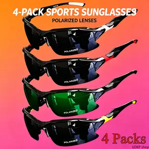 4 Pack Polarized Sports Sunglasses For Unisex, Windproof Outdoor Eyewear Suitable For Baseball, Running, Fishing, Golf And Driving, Lightweight Comfortable Sports Goggles With Clear Vision And Eye Protection For Daily Outdoor Activities