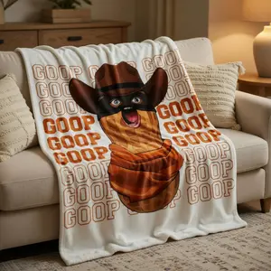 Goop Cowboy Peanut Viral Meme Print Flannel Cooling Throw Blanket - Soft, Cozy, Black Background, Home Decor Bedding for Bedroom, Living Room Sofa, Ideal Gift for Meme Lovers, Throw Blankets