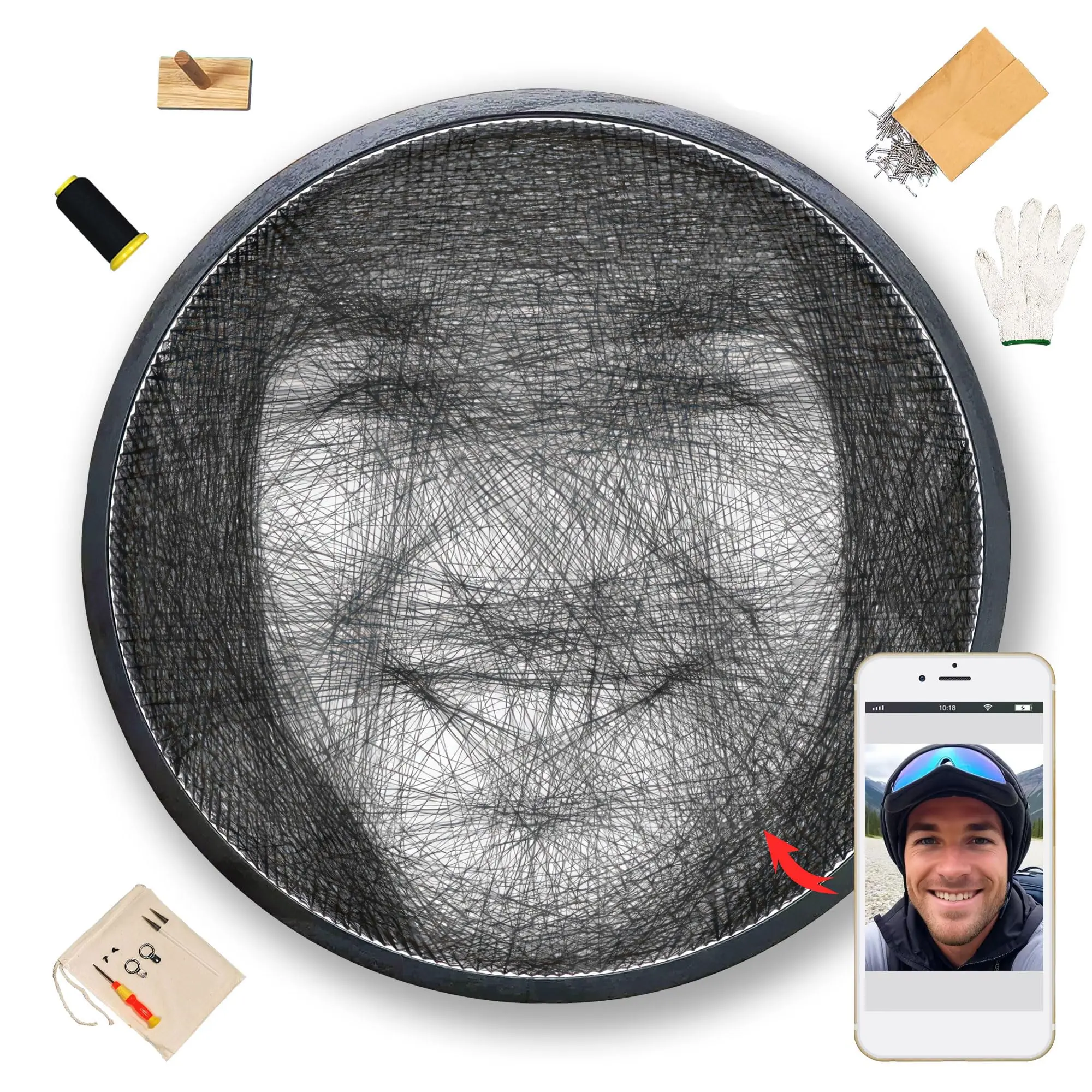 Custom Thread Photo Personalized Gifts String Art DIY Kit，String Art DIY Wall Art Unique Handmade Gift , String Art kits for adults Decor Decorative diamond painting, diy creative gift