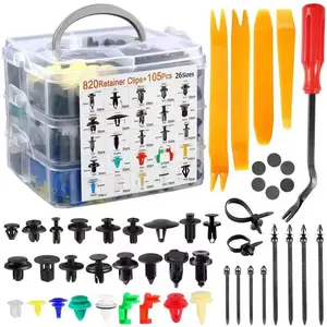 HE26 92&725&240&100 PCS Car Clip Retainer Clips Rivets Fasteners Kit with 1 Fastener Removers Door Trim Panel Clips Fender Clips & Rivet Remover Push Pin Set