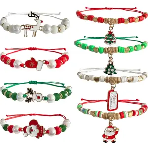 8pcs Christmas Bracelets For Women Gifts Merry Christmas In July Decorations Holiday Party Favors Stocking Stuffers Crafts Jewelry Bracelet