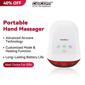 CINCOM Portable Hand Massager (WHITE), Cordless, with Comfort Heat and Gentle Massage, Adjustable Settings, Auto-Off Feature, Rechargeable, Perfect for Daily Relaxation, Ideal Gift