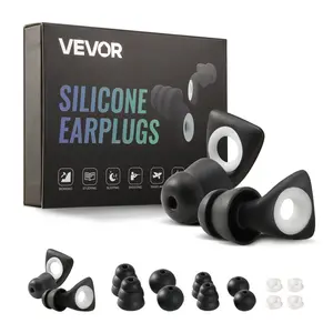 VEVOR Ear Plugs for Sleeping Noise Cancelling, NRR 25 dB Reusable High Noise Reduction Earplugs, Flexible Silicone Soft Earplug with 12 Ear Tips in M/ L, for Sleeping, Working, Studying Traveling