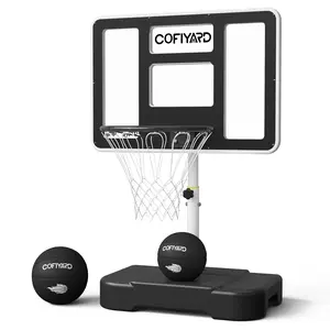 Cofiyard 40 Inch Pool Basketball Hoop, Adjustable Poolside Basketball Game Set with 2 Basketballs, 2 Nets & Air Pump, Outdoor Water Basketball Goal for Kids, Teens & Adults