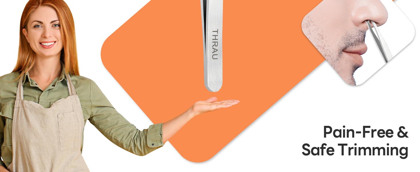 THRAU Nose Hair Trimmer for Men & Women, Stainless Steel Facial Hair Remover for Ear, Eyebrow and Beard, Round tip Trimming Tweezers, Body Grooming Kit THRAU Nose Hair Trimmer for Men & Women, Stainless Steel Facial Hair Remover for Ear, Eyebrow and Beard, Round tip Trimming Tweezers, Body Grooming Kit