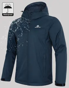 Pioneer Camp Men's Rain Jacket Waterproof with Hood Lightweight Packable Raincoat Rain Shell for Outdoor Hiking Travel