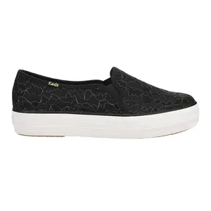 Keds Womens Triple Decker Lace Celebrations Slip On Sneakers Shoes Casual - Black