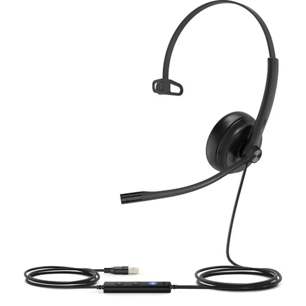 Yealink UH34 Mono USB Electronic Audio Headset, Adjustable 28mm Driver, Compatible with Microsoft Teams, PC & Laptop, Lightweight