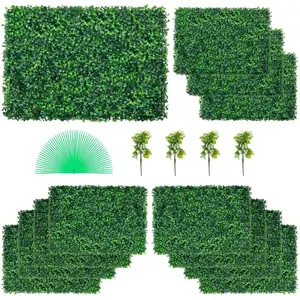 12PCS 24x16in Artificial Boxwood Hedge Wall Panels, 32 sq ft UV-Protection Privacy Screen, Decorative Grass Backdrop for Indoor/Outdoor Garden Fence, Backyard (Tools & Hardware)