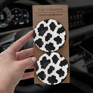 Built for the Trail, Not the Mall | 2/4Pcs Cow Print Car Coasters, Exclusive Car Interior Decor, Birthday Gift, Christmas Gift, Thanksgiving Gift, Valentine's Day Gift