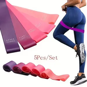 5pcs/set Portable Purple Gradient Fitness Resistance Bands -  Leg & Core Workout,  Home Gym Exercise & Resistance Bands (Portable) Muscle Training Equipment Workout Accessories Home Gym Gear Strength Training Band