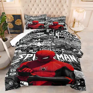 Spider Man poster design pattern blanket, soft and comfortable 3D digital printed bedding, suitable for bedroom decoration of boys and adults, including 1 blanket and 1 or 2 pillowcases without core