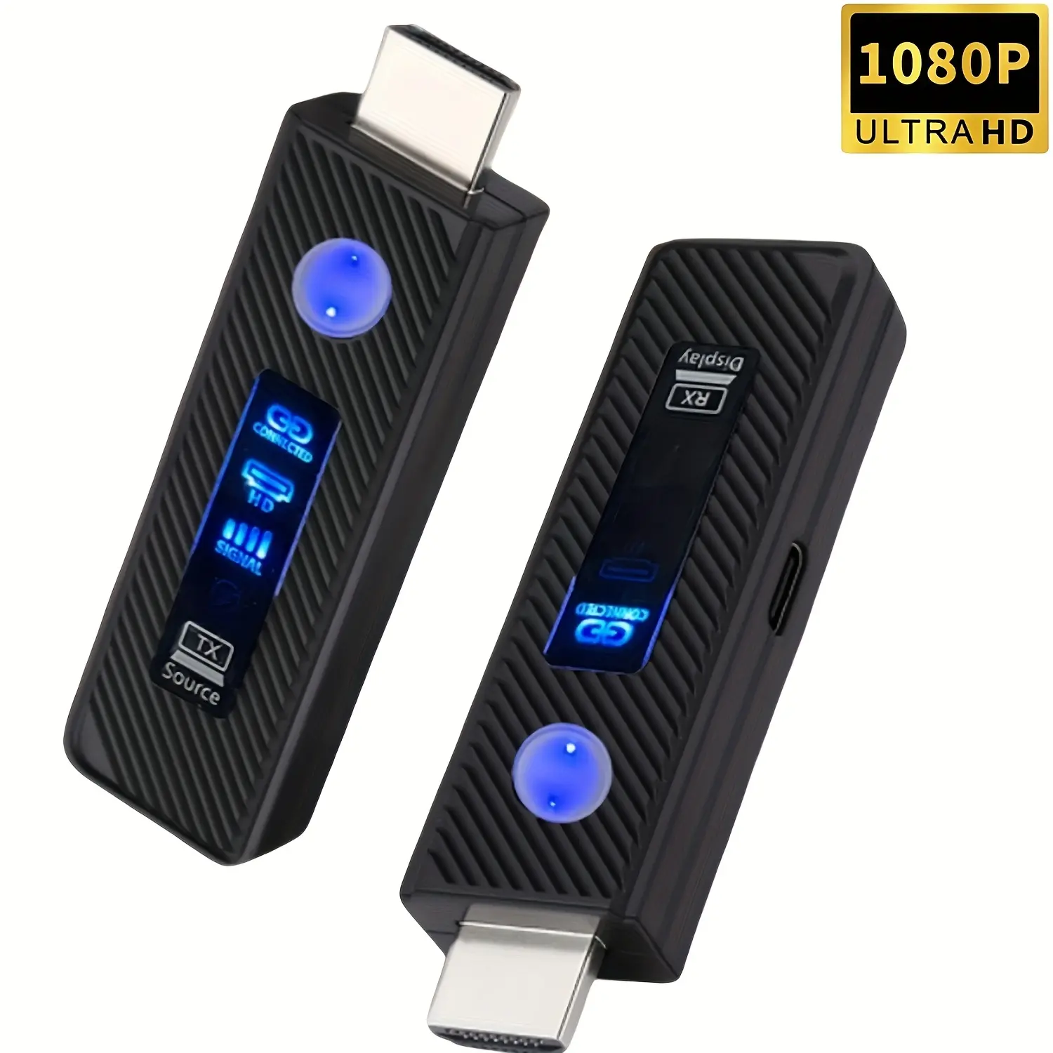 Wireless HDMI Transmitter and Receiver 400FT/120M Extender, Plug&Play 5.8G+2.4G for 4K Decode 1080P Video Output with LED Display, for Audio to Monitor from PC/Projector/TV Box (Light Blue)