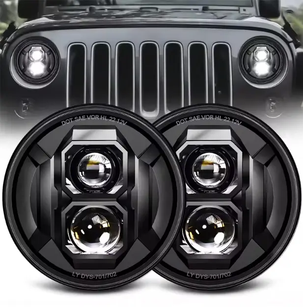 Motorcycle Halo 7 Inch Led Headlight H4 7" Headlamp For Jeep TJ JK Hummer Lada Niva Suzuki Samurai 4x4 Harley Yamaha Headlights
