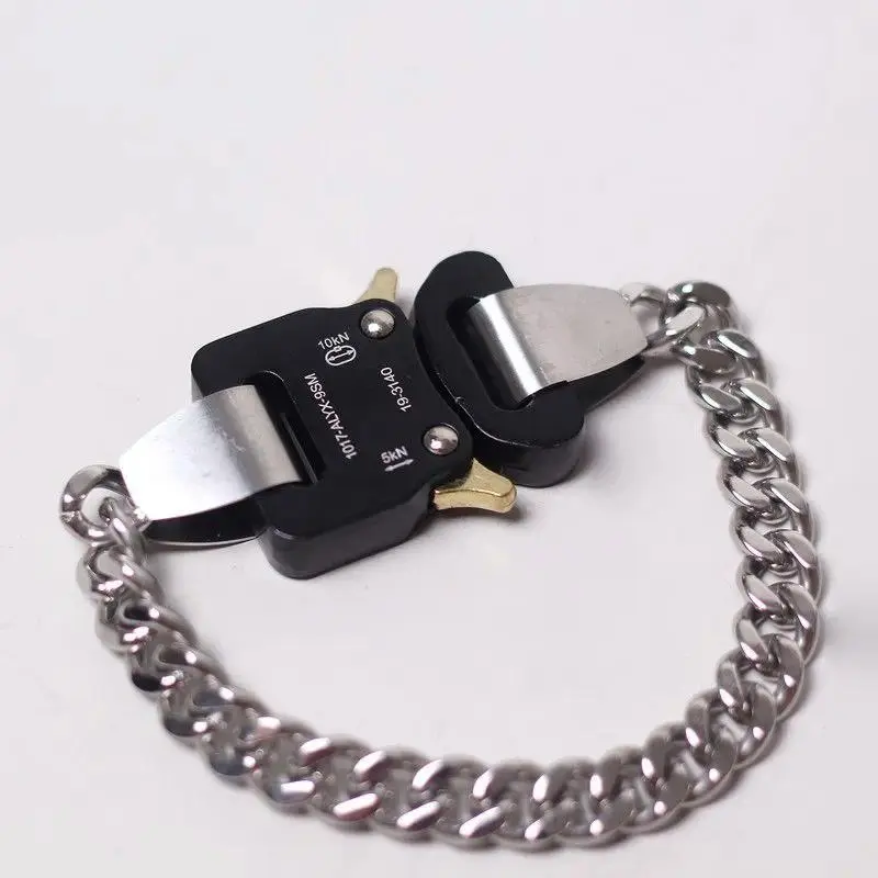 2026 New Alyx Unisex Tactical Accessories Chain Jewelry Bracelet - Original Design, 10179sm Functional Lock Buckle, Secure Fasten, High Street Hero Bangle